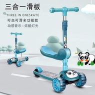 Cute 3 in 1 Kids Panda Scooter with Skateboard Wheel Wide Wheel