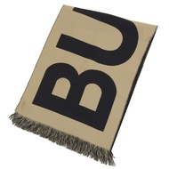 成色極佳的 BURBERRY 8035525 100% 羊毛提花圍巾，飾有流蘇，米色和黑色，188 x 33 厘米，意大利製造，正品，女士款