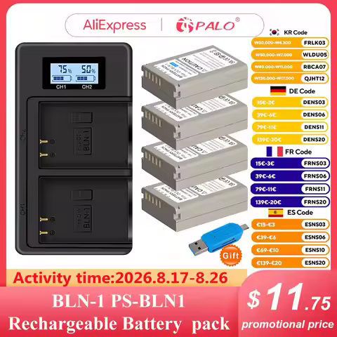2280mAh BLN-1 BLN 1 PS-BLN1 Battery + Dual USB Charger for Olympus OM-D E-M1, Olympus Pen F, OM-D E-