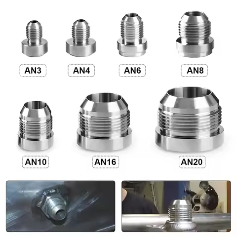 1PCS AN6 AN8 AN10 AN12 AN16 AN20 Male Billet Stainless Steel Straight Male Weld Fitting Adapter Weld