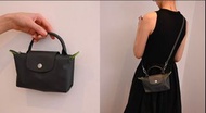 💜Longchamp龍驤包 石墨灰 mini餃子包 單手把手提斜挎包 通勤女包 Longchamp Handbag