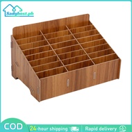 12/24 Grid Multi-grid Mobile Phone Holder Desktop Wooden Organizer Storage Box
