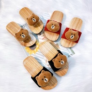 GGN BROWN BEAR CLOSES WITH San San RUBBER SOLES - Beautiful wooden clogs for babies, worn with ba ba