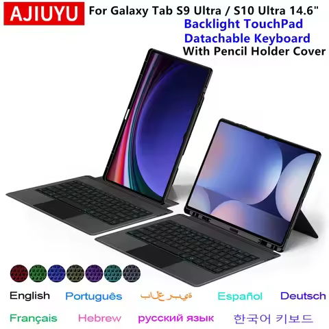 Magic Keyboard for Samsung Galaxy Tab S10 Ultra 14.6" S9 Ultra Case Portuguese Spanish German Hebrew