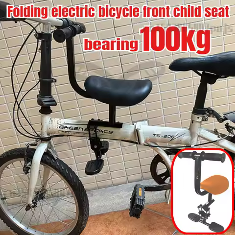 Folding Bicycle Front Child Seat Electric Bicycle Crossbeam Front Baby Seat with Armrest Bicycle Sea