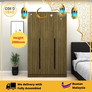 3 Doors Wardrobe 200cm Height (W1222ALU) Almari Baju 3 Pintu