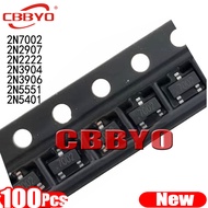 100PCS 2N7002LT1G 2N7002 SOT SOT-23 SMD 702 MMBT2907A 2F 2N2222 1P 2N3904 1AM 2N3906 2A 2N5551 G1 2N