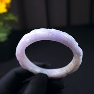 紫羅蘭灑金翡翠雕花鐲手鐲 | 17.5圍 | 天然緬甸玉翡翠A貨 | 送禮