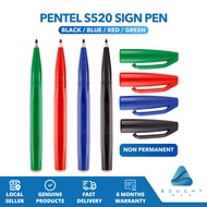 Pentel S520 Sign Pen Black Blue Red Green Soft Broad Acrylic Fibre Tipped Pen Nib Non Permanent Wate
