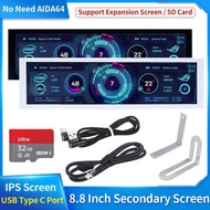 8.8 Inch IPS Type C Secondary Screen USB-C Interface Computer Monitoring CPU GPU RAM Dislpay Smart S