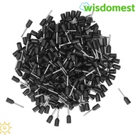 WISDOMEST 1000PCS Ferrule Terminal, 22AWG Tubular Insulated Crimping Terminal, Durable Black Color E