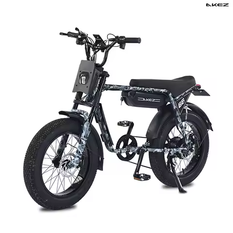 US Stock AKEZ 48V 750W Off-Road E-Bike 13Ah Battery Retro Electric Fat Tire Bike for Adults All-Terr