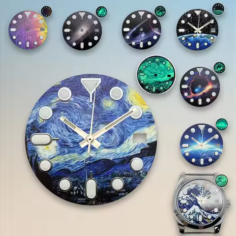 C3 Green Luminous Starlit Dial 28.5mm S5 Dial Fit NH35/NH36/4R/7S Japanese Movement nh35 28.5MM Watc