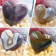 Sweet Heart Tianxin Boutique 💯Natural Seaweed Jade Agate Blue Agate Heart💗Ornaments Special Patterns