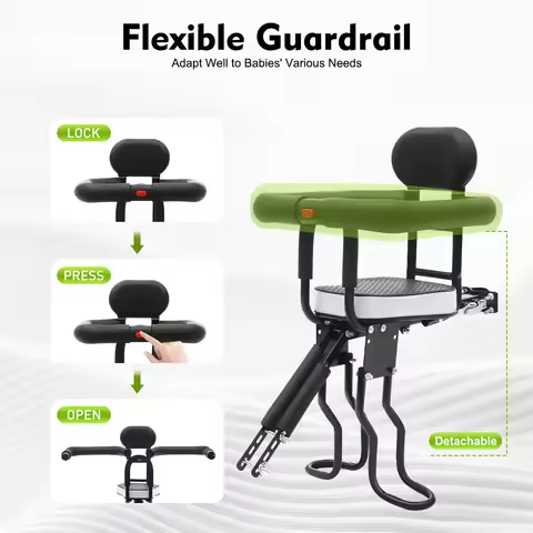 Front Seat w/Protective Guardrails & Pedal,Child Seat, Bicycle Seat,Loading Up To 80Kg,Fot Approxima