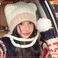 RUTHNISSI Beanies Bear Hat, Thickened Wool Ear Protection Hat,  Bear Ear Crochet Knitted Caps Winter