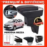 ARMREST PERODUA BEZZA 2016 - 2021 Tempat Merehat Lengan Adjustable 7 USB Charging Port Cup Holder Mu