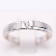 Happy Jewelry แหวนเพชรของแท้ ทองแท้ 9k 37.5% แหวนเม็ดเดี่ยว เรียบดูดี ทองคำขาว ME527#WG