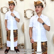 Set Busana Adat Ke Pura /Pakaian Adat Bali Pria / Set Busana Adat Pria/Kemeja Putih Set Kancut Udeng