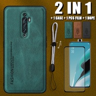 Luxury Leather Case 2 IN 1 For OPPO Reno2 F Reno2 Z with Ceramic Screen Protector and Adjustable Rope
