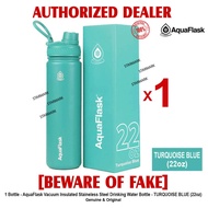 AQUAFLASK 22oz TURQUOISE BLUE Aqua Flask Wide Mouth with Flip Cap Spout Lid Flexible Cap Vacuum Insulated Stainless Steel Drinking Water Bottle Bottles or Tumbler Tumblers Authentic - 1 Bottle