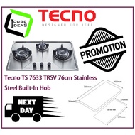TECNO TS 7633TRSV 3-Burner 76cm Stainless Steel Cooker Hob