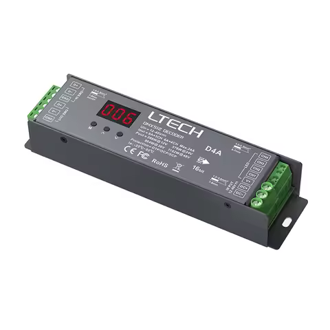 LTECH Led RGBW Strip DMX Decoder DC12V 24V Input 5A 4 Channel 480W Output Led RGB RGBW Strip PWM DMX