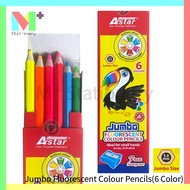 Astar Jumbo Fluorescent 6 Colour Pencil / Pensel Warna Jumbo / Color Pencils