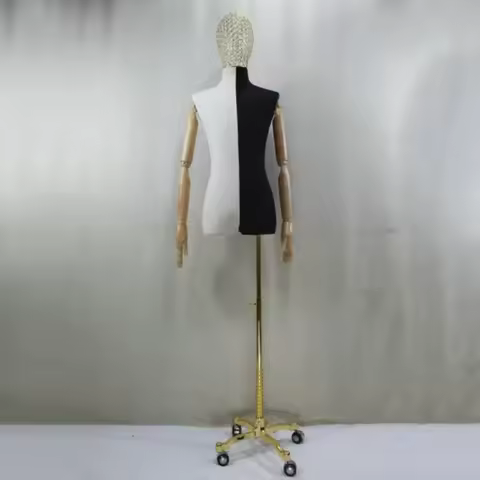 1PC Balck White Male Mannequin for Clothing Store, Half Body Props, Display Rack, Arm Suit, Stage Mo