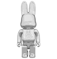 漫玩具 全新 Be@rbrick Bearbrick R@bbrick Rabbrick 400% Chrome Sliver 電鍍銀 兔耳