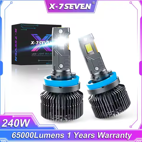 X-7SEVEN X-Ares 2024 SERIES 240W 65000LM 6500K LED Headlight Bulb For Car H4 H7 H1 H11 9005 with Can