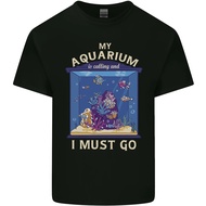 My Aquarium Is Calling Tropical Fish Tank Mens Cotton T-Shirt Tee Top