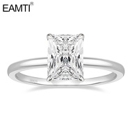 EAMTI 3CT 925 Sterling Silver Engagement Rings Radiant Cut Solitaire Cubic Zirconia CZ Wedding Promi