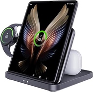 for Samsung Z Fold 6/5 Wireless Charger Station, 3 in 1 Foldable Fast Charging Stand Dock for Galaxy