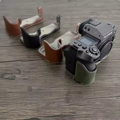 Buffalo Pattern Camera Bag PU Leather Case Half Body Base for Fujifilm Fuji X-H2 XH2 X-H2S XH2S Prot