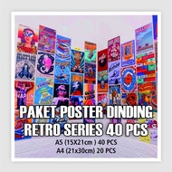 AESTHETIC RETRO WALL POSTER | 40 PCS A5 - 20 PCS A4