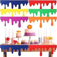 LemonRoad 6 Pack Art Themed Party Table Skirts 40 x 16 Inches Colorful Felt Paint Splatter DIY Back 
