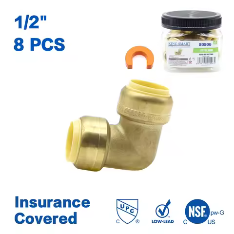 KING SMART 1/2" Push Fit * 1/2" Push Fit Fitting Elbow; 8Pcs/Case; 80506