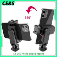 【CE&amp;S】Phone Holder Camera Clip For Tripod Stand For Cellphone Multi-functional Phone Holder Clamp Mount Tripod 360° Rotatable with Dual Cold Shoe Mounts for Smartphone Vlog Selfie Live Streaming Video Recording