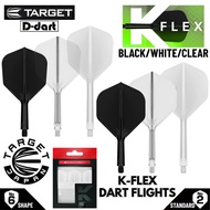 TARGET K FLEX DARTS FLIGHT - No2/No6 Black White Clear K-Flex Integrated Moulded Dart Flights 3Pcs/P