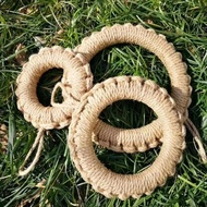 Korean aesthetic pot holder, woven bamboo pot holder, donut pot holder