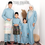 SHUHANA Baju Raya Family Set Sedondon Ash Blue 2024 Viral Baju Kurung Moden 2024 Tyra Kebarung Moden Set Baju Kurung