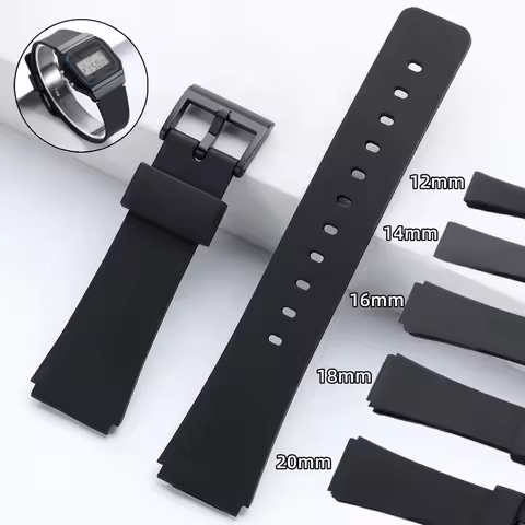 12/14/16/18/20mm Soft Resin Strap for Casio F-91W AQ230 F108 AE1200 SGW400 Waterproof Watch Band Stu