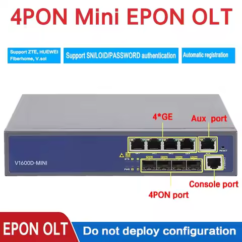 EPON OLT 4PON Mini 4port with Web Management Support VSOL ONU Unlocked for Huawei/ZTE/fiberhome ONU/