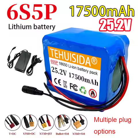 24V 17.5Ah 6S5P 18650 Rechargeable Lithium-ion Battery 25.2V 17500mAh/lithium-ion Battery Pack+2A Ch