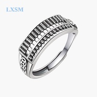 LXSM Fortune Abacus Ring Silver Abacus Ring Sempoa Cincin Retro Couple Rings