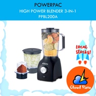 PowerPac High Power Blender, 3 IN 1 Multi-functional Blender with Dry Mill, Mincer Filter (PPBL200A)