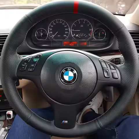 Car Steering Wheel Cover Artificial Leather For BMW M Sport E46 330i 330Ci E39 540i 525i 530i M3 M5