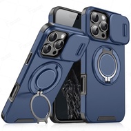 Luxury Heavy-Duty Rugged Armor Magnetic Bracket Case For iPhone 16 14 13 12 11 15 Pro Max Plus 16e S