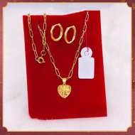 (Buy 1 Take 1 ) COD 18k gold pawnable saudi gold original Lightweight love Paperclip necklace hoop e